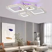NOVA Rhomba LED Chandelier with Crystals, 4 Light Sources, RGB, with Remote Control, 60W, Glossy Chrome 