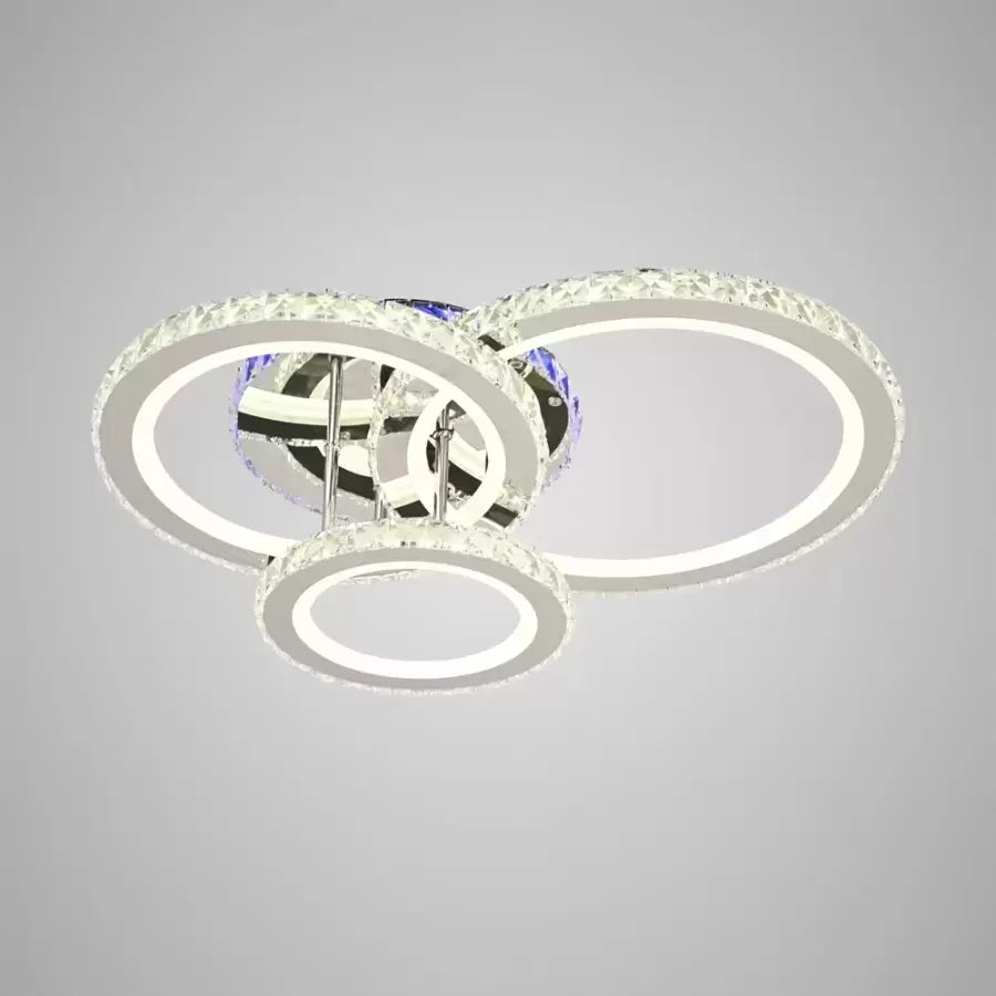 NOVA Rotonda LED Chandelier with Crystals, 3 Light Sources, RGB, with Remote Control, 103W, Glossy Chrome