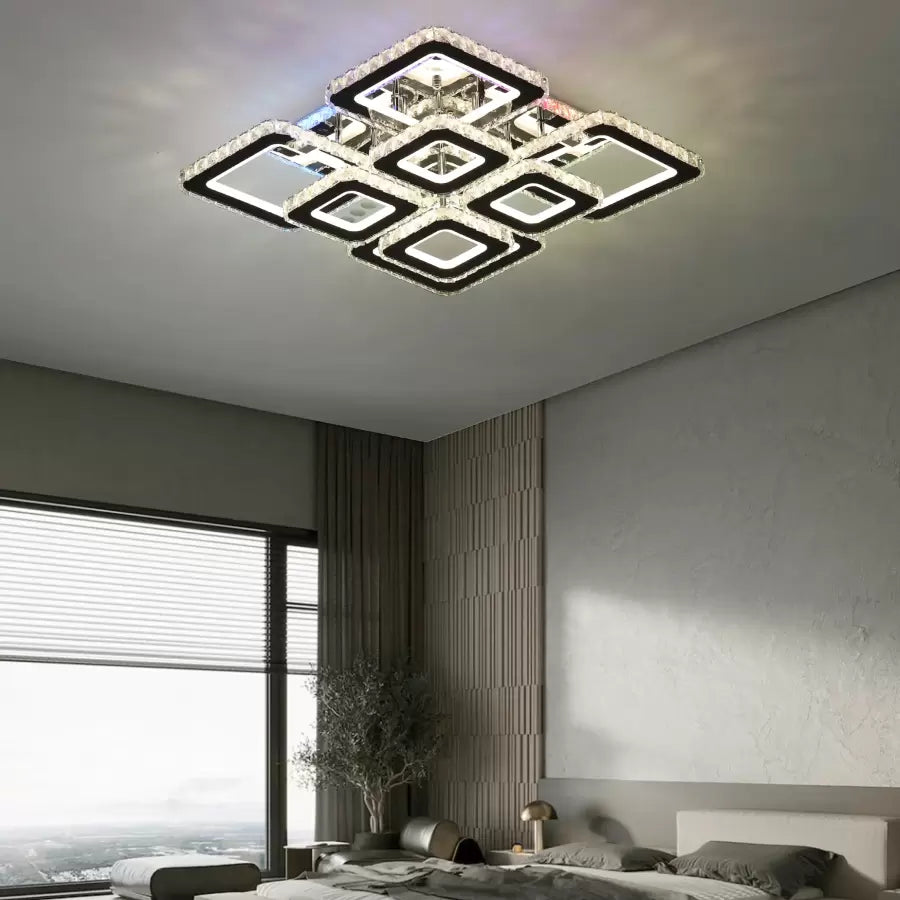 Quadria Supremo LED Chandelier, 5X Elements, RGB 198W, Premium Chrome &amp; Stainless Steel, Warm/Cold/Neutral light