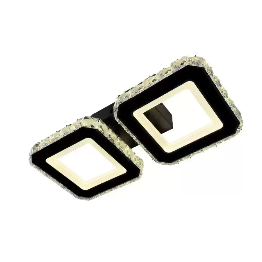 LED chandelier with remote control QUADRIS, 24W, 2 Squares, Cold/Warm/Neutral light, Dimmable, Black