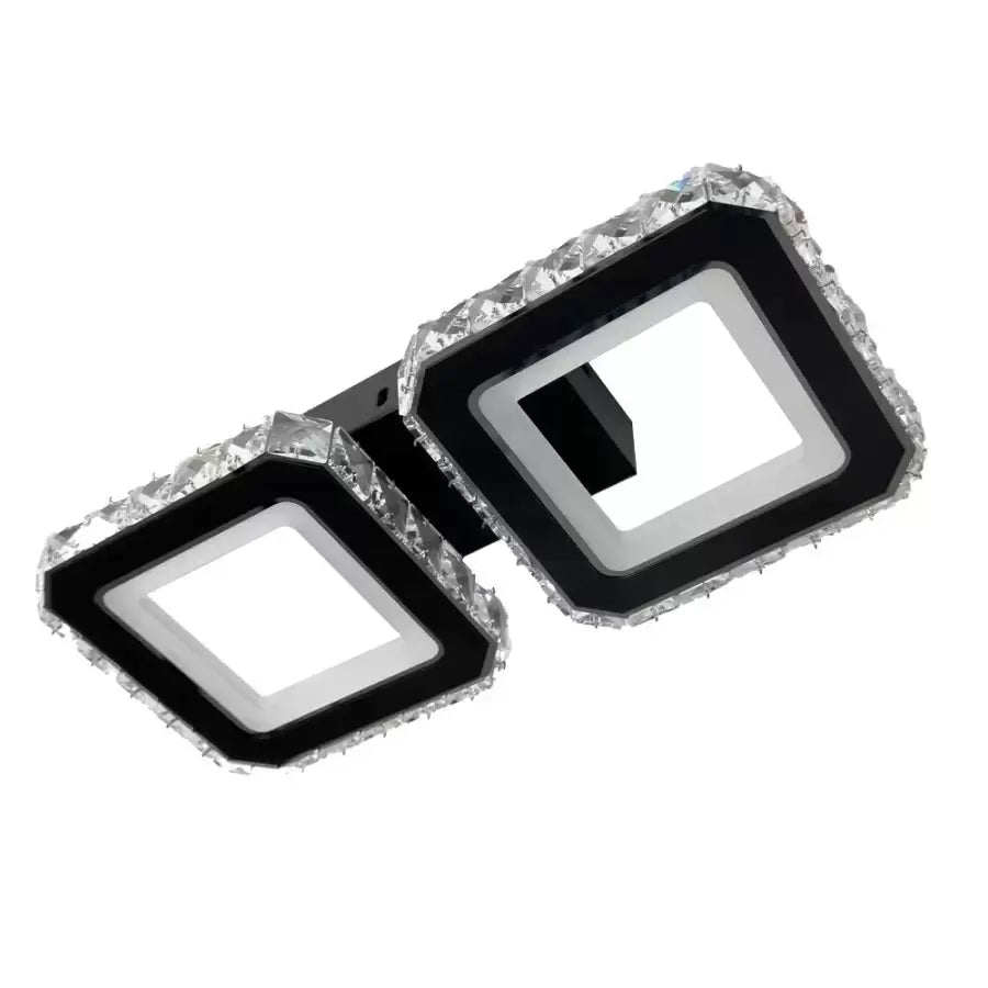 LED chandelier with remote control QUADRIS, 24W, 2 Squares, Cold/Warm/Neutral light, Dimmable, Black
