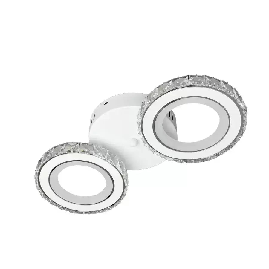 NOVA Rotonda LED Chandelier with Crystals, Remote Control, 2 Light Sources, 29W, White &amp; Stainless Steel