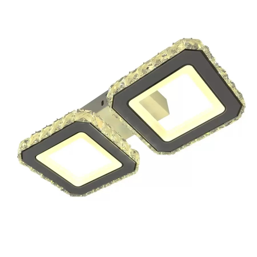 LED chandelier with remote control QUADRIS, 24W, 2 Squares, Cold/Warm/Neutral light, Dimmable, White