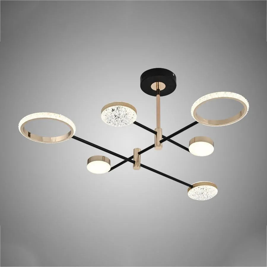 LED Chandelier with Remote Control Augustus 40W Dimmable Black Gold