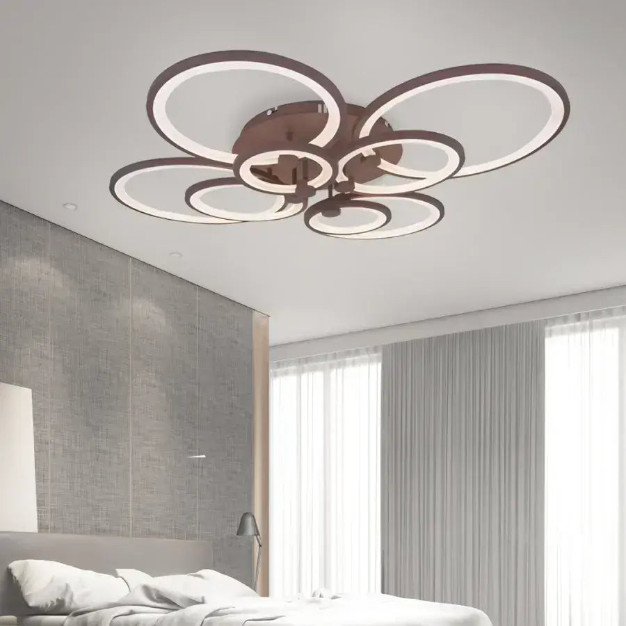 LED Chandelier 200W Brown BETTY - 8 Circles, Dimmable, Cold/Warm/Neutral Light