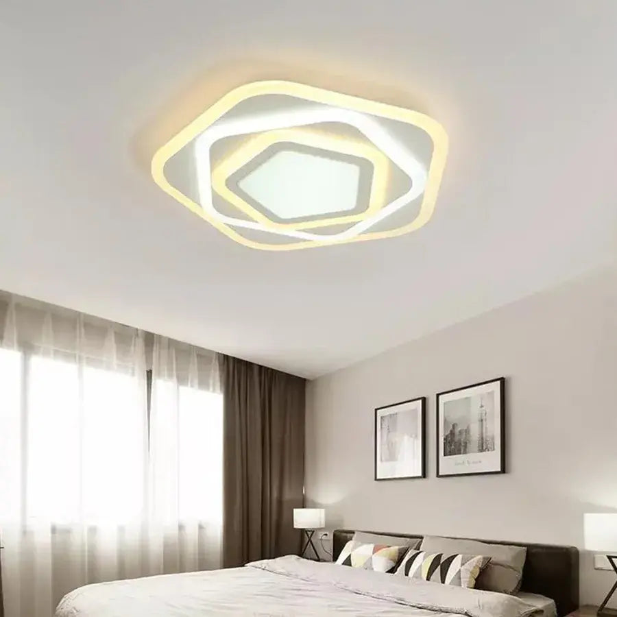 LED Chandelier with Remote Control PENTAGON, 59W, Cold/Warm/Neutral light, White