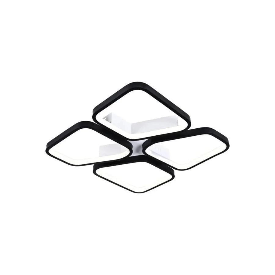 LED Chandelier with Remote Control DAIKI, 79W, 4 Squares, Cold/Warm/Neutral Light, Dimmable, Black 