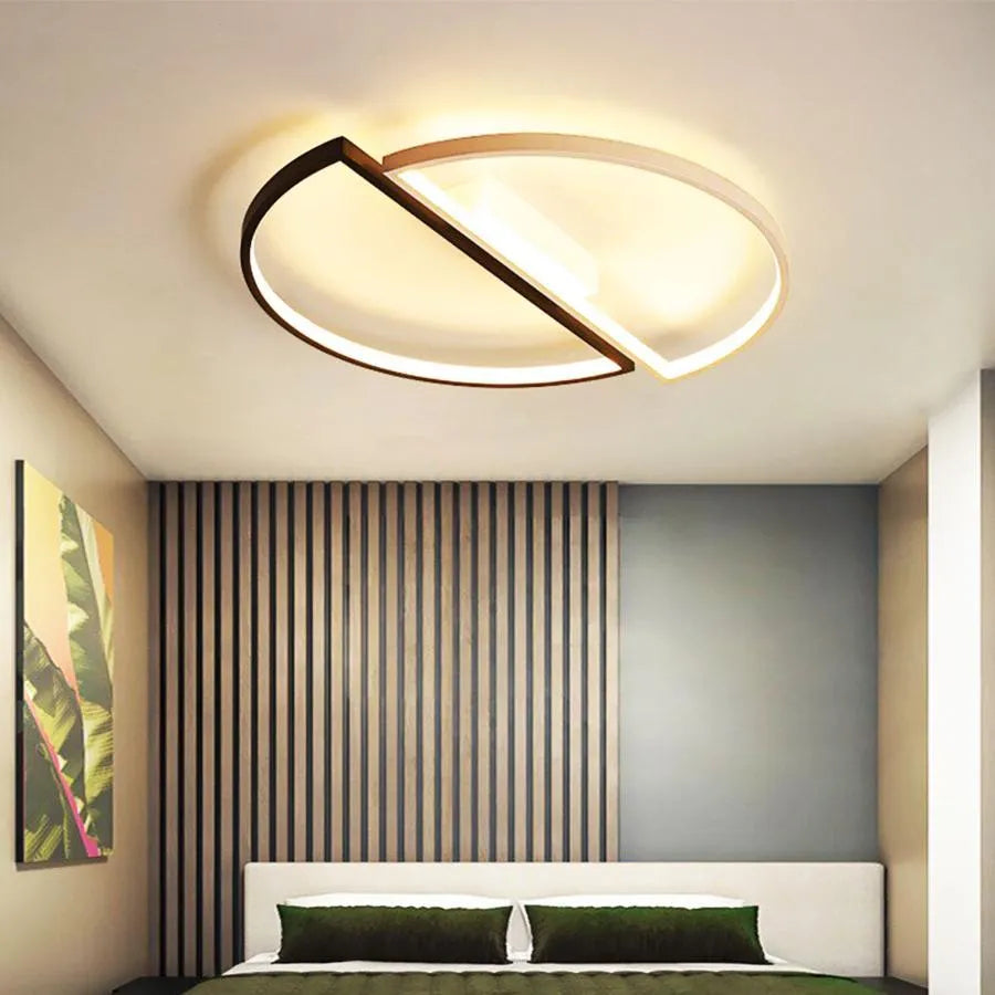 LED Chandelier VECTOR Arcus, Semicircles, 35W, Metallic, Dimmable, Cold/Warm/Neutral Light, Black with White, Modern Design