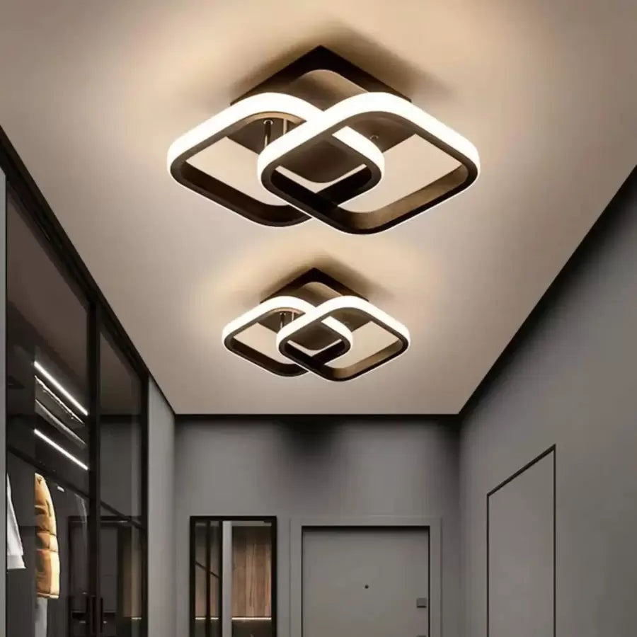 VERTEX Matrix LED Chandelier Overlapping Diamonds, 44W, 2 Diamonds, Cold/Warm/Neutral Light, Black 