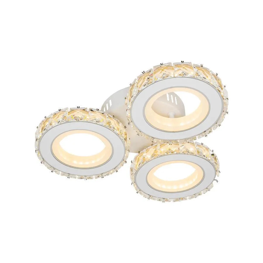 Ecotius LED Chandelier with Remote Control, 72W, Chrome with White, Cold/Warm/Neutral Light, Metal and Crystal, Dimmable, IP.20
