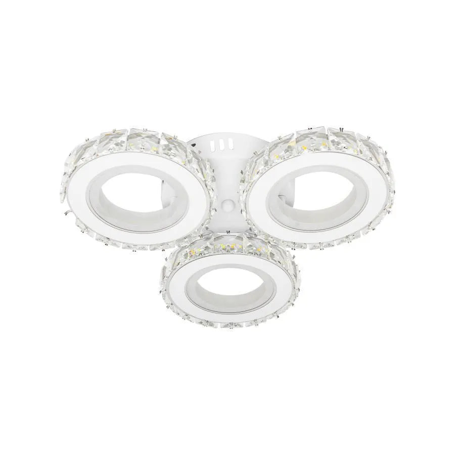 Ecotius LED Chandelier with Remote Control, 72W, Chrome with White, Cold/Warm/Neutral Light, Metal and Crystal, Dimmable, IP.20