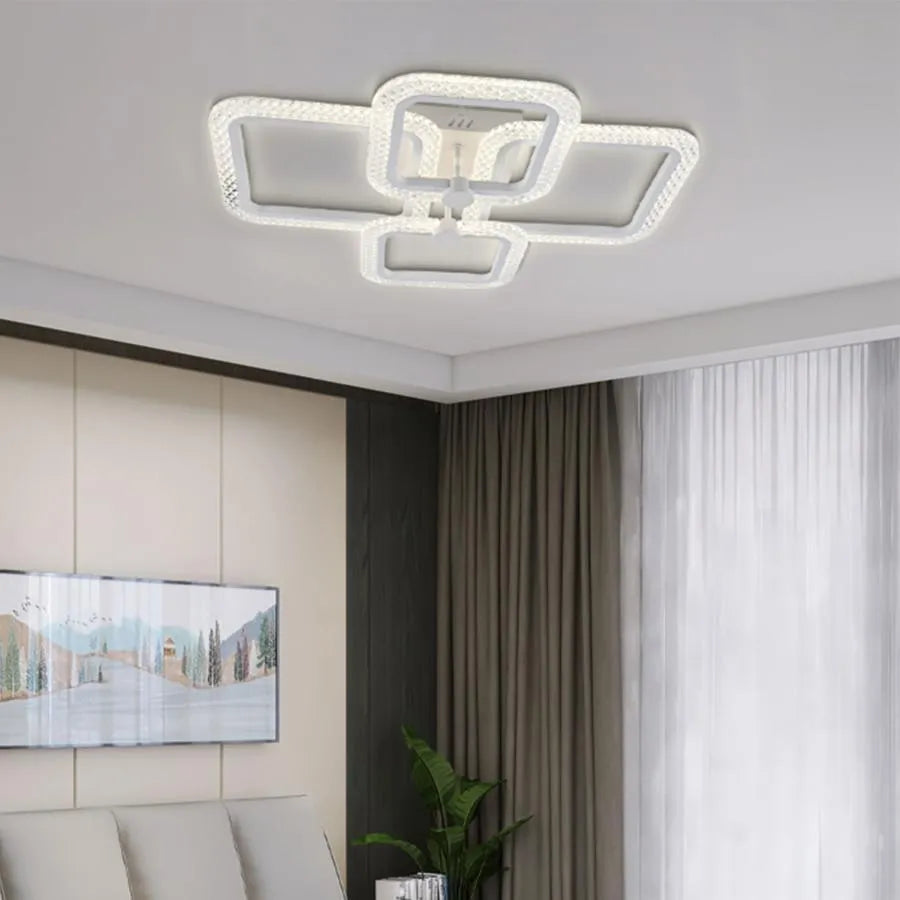 Faida LED Chandelier with Remote Control, 2.4Ghz, 104W, Acrylic, White