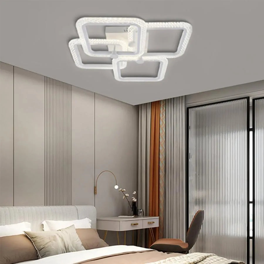 Faida LED Chandelier with Remote Control, 2.4Ghz, 120W, Acrylic, White 