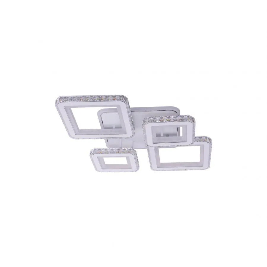 RGB LED Chandelier with remote control QUADRIS, 78W, 4 Squares, Cold/Warm/Neutral light, Dimmable, White