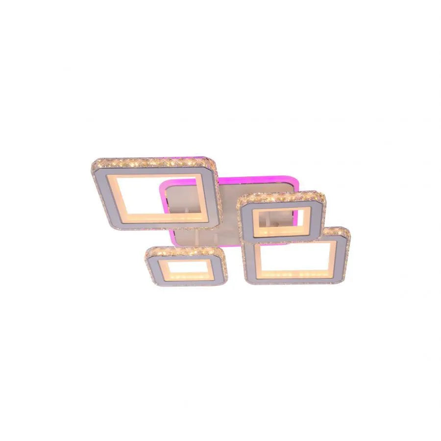 RGB LED Chandelier with remote control QUADRIS, 78W, 4 Squares, Cold/Warm/Neutral light, Dimmable, White