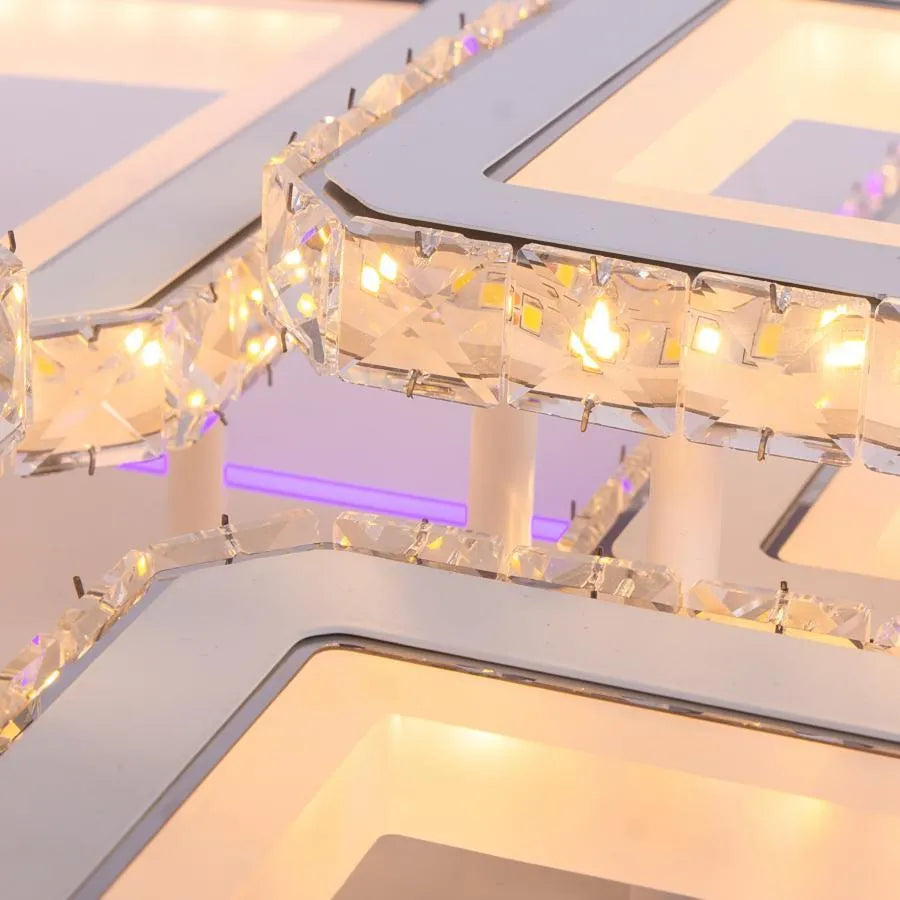 RGB LED Lust with quadris remote control, 240W, 6 squares, cold/hot/neutral light, daisy, white