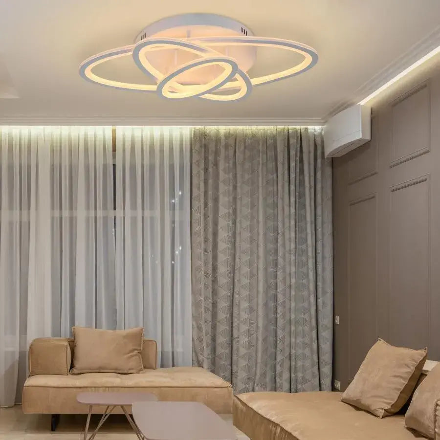 LED chandelier with remote control GENTIANA, 75W, 3 Ellipses, Cold/Warm/Neutral light, Dimmable, White 