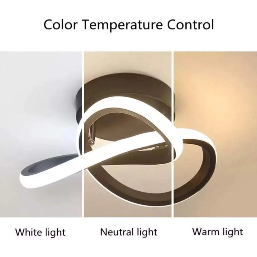 VERTEX Flow LED Chandelier, 24W, Wavy, Cold/Warm/Neutral Light, Black