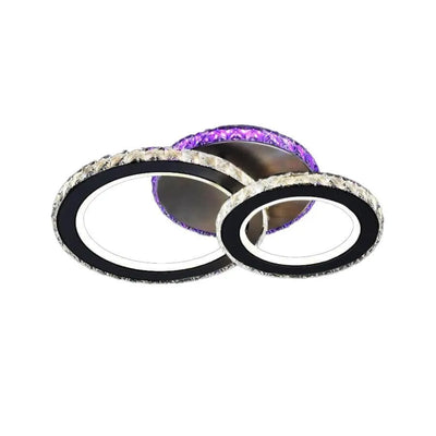 LED chandelier with remote control and crystal ZAFINA RGB 106W, 2 Circles, Cold/Warm/Neutral light, Dimmable, Black