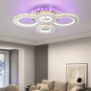 NOVA Rotonda LED Chandelier with Crystals, 4 Light Sources, RGB, with Remote Control, 72W, Glossy Chrome