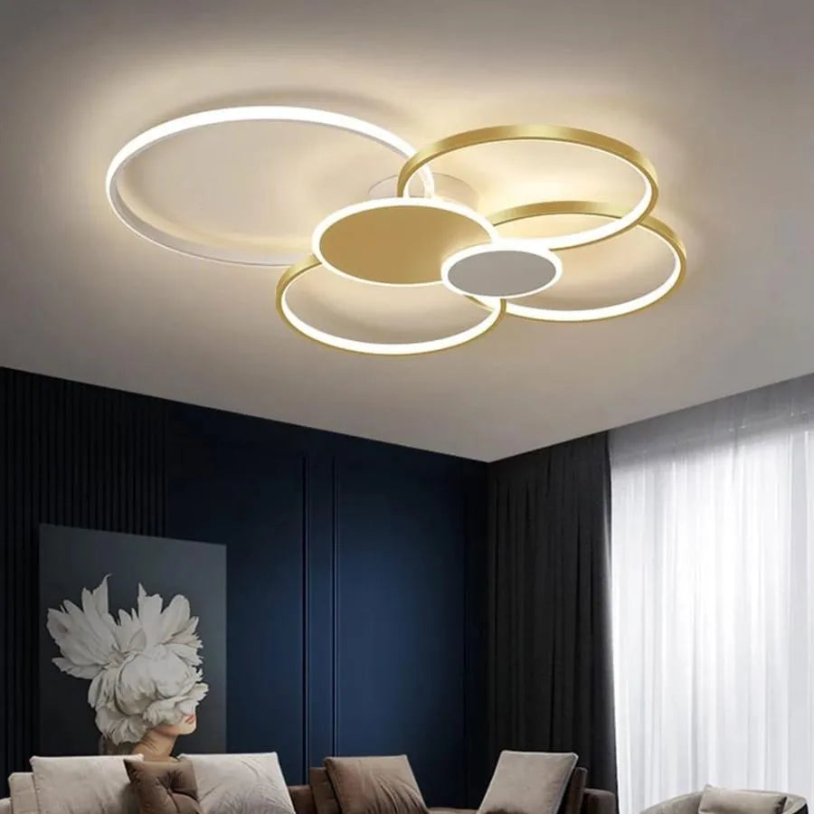 Lacerta LED Chandelier with Remote Control, 200W, Gold, Acrylic, Dimmable