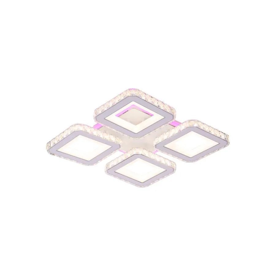 LED LED LEULA with remote control, 79W, chrome with white, metal and crystal, daisy, RGB