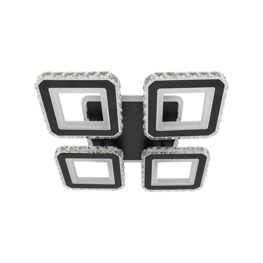 LED chandelier with Leila remote control, 79W, 4 squares, cold/hot/neutral light, unstable, black