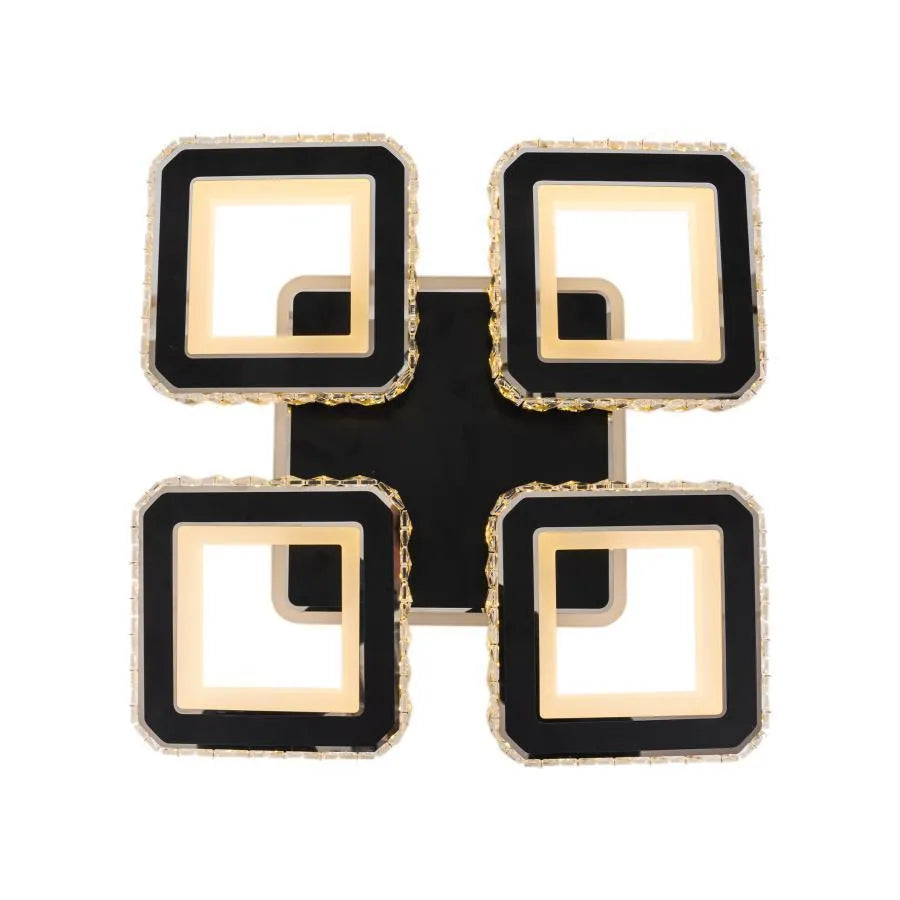 LED chandelier with Leila remote control, 79W, 4 squares, cold/hot/neutral light, unstable, black