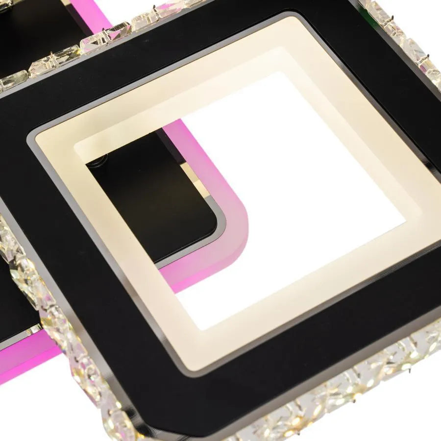 LED chandelier with Leila remote control, 79W, 4 squares, cold/hot/neutral light, unstable, black