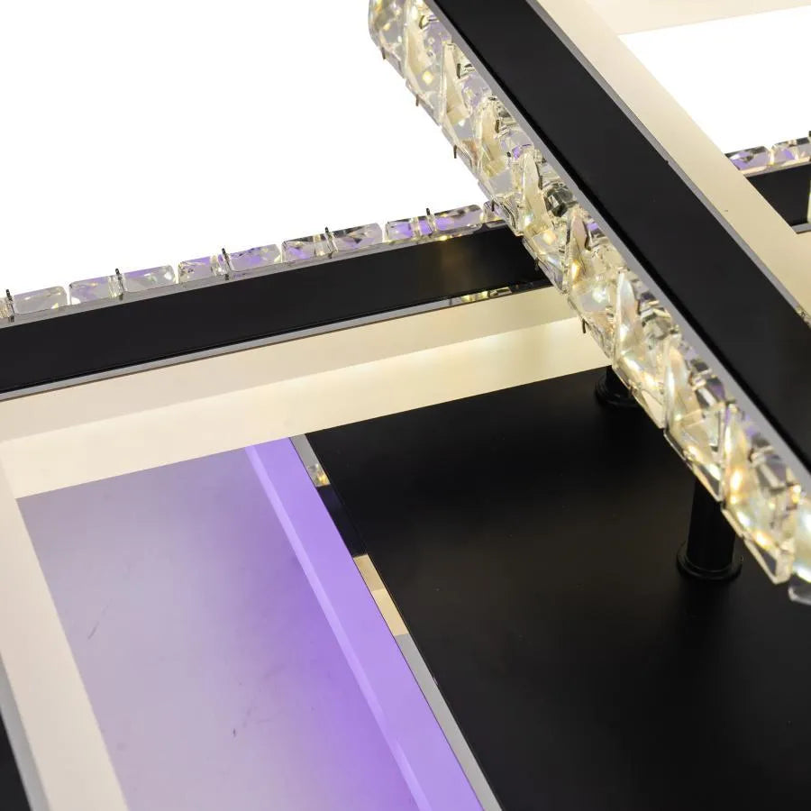 NOVA Quadria LED Chandelier with Crystals, 3 Light Sources, RGB, with Remote Control, 154W, Black &amp; Stainless Steel