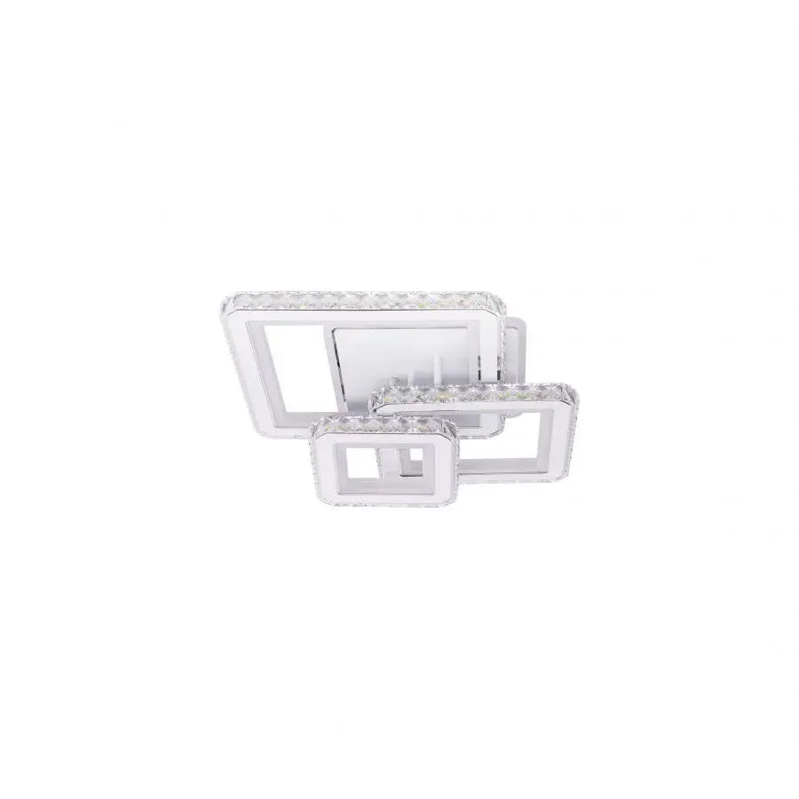 NOVA Quadria LED Chandelier with Crystals, 3 Light Sources, RGB, with Remote Control, 154W, White &amp; Stainless Steel