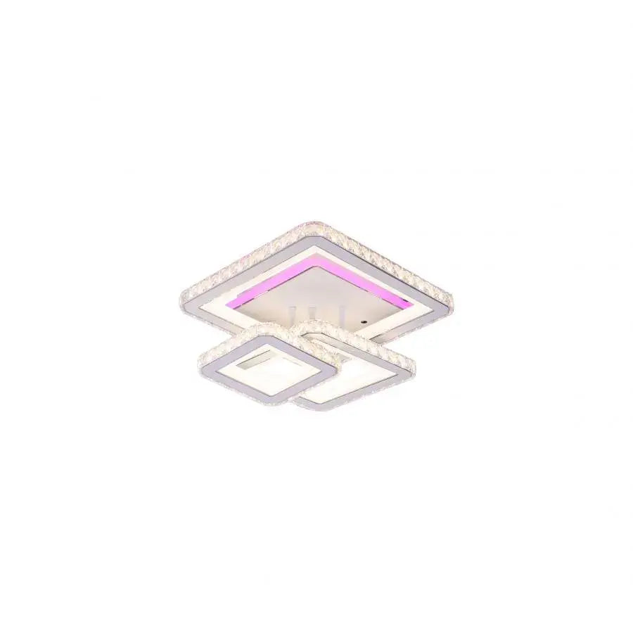 NOVA Quadria LED Chandelier with Crystals, 3 Light Sources, RGB, with Remote Control, 154W, White &amp; Stainless Steel