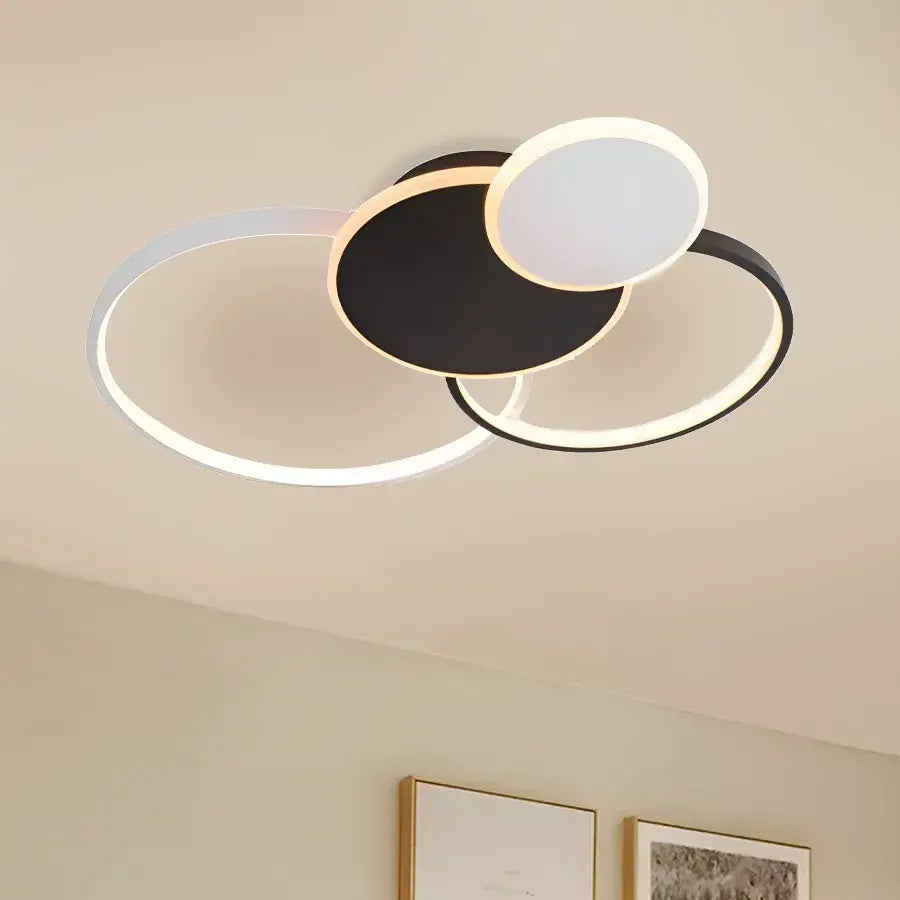 Libra LED Chandelier with Remote Control, 120W, White with Black, Acrylic, Dimmable