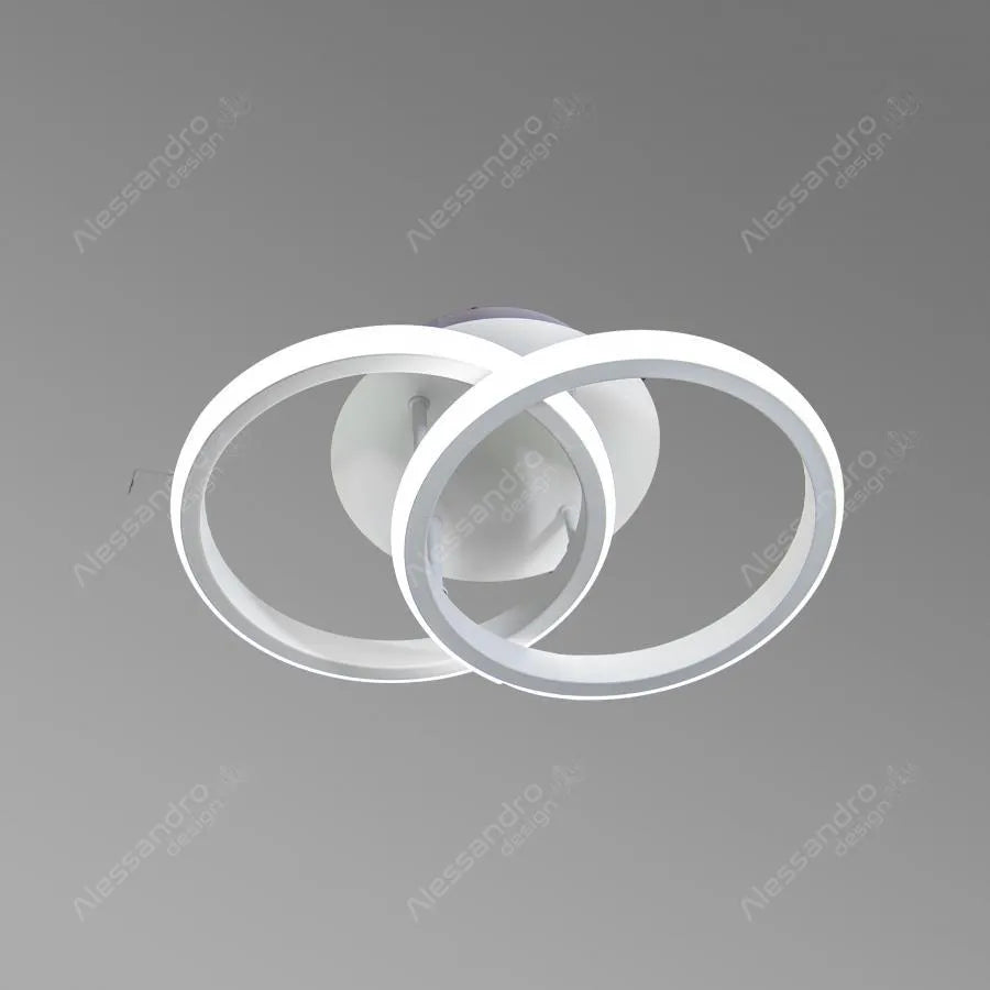 VERTEX Circula LED Chandelier Overlapping Circles, 44W, 2 Circles, Cold/Warm/Neutral Light, White