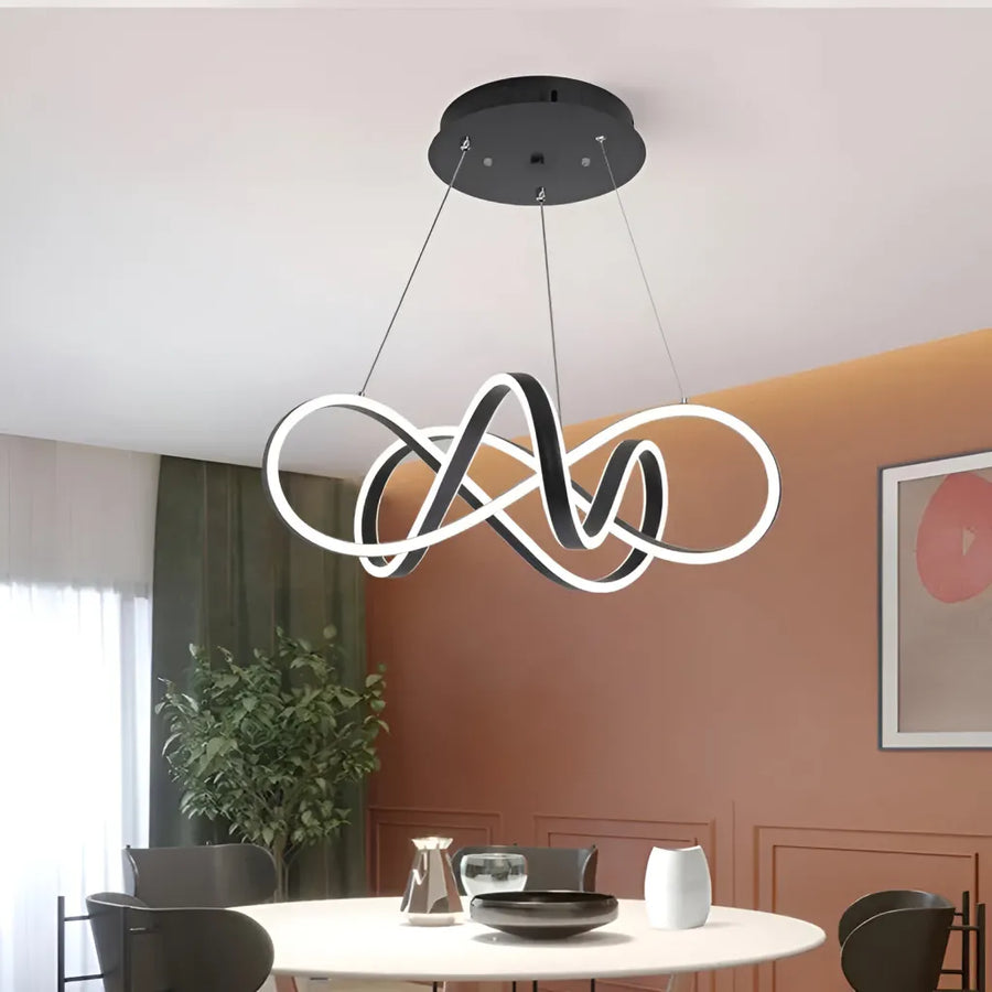 INFINITY Halo LED Pendant Chandelier with Remote Control, 138W, Adjustable Height, Cool/Warm/Neutral Light, Dimmable, Black