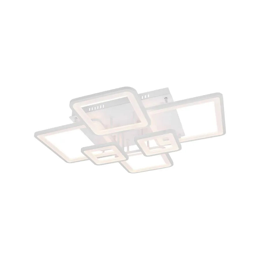 LED chandelier with remote control, ella, 6 squares, 124w, cold/hot/neutral light, unstable, white