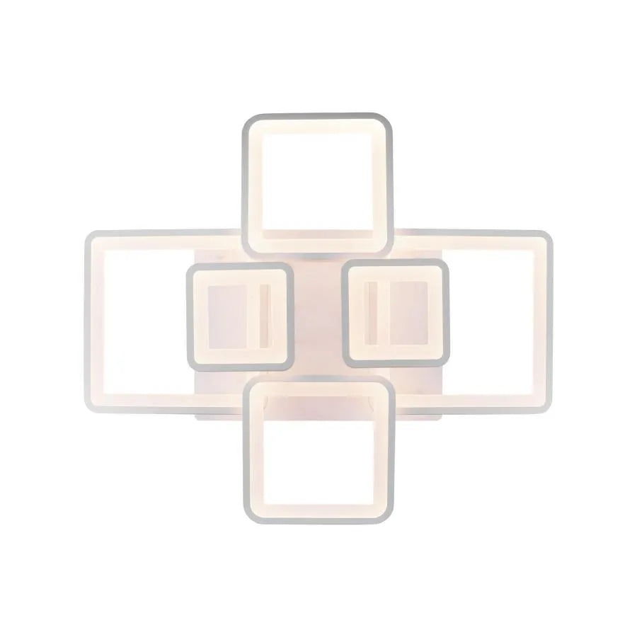 LED chandelier with remote control, ella, 6 squares, 124w, cold/hot/neutral light, unstable, white