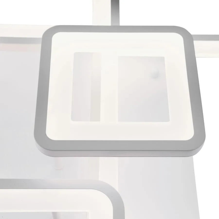 LED chandelier with remote control, ella, 6 squares, 124w, cold/hot/neutral light, unstable, white