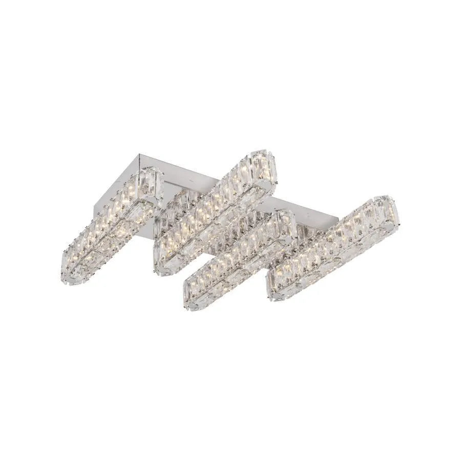 LED Chandelier PRISCILA, with Remote Control, 80W, Crystal, Glossy Chrome, Dimmable, Warm/Cold/Neutral Light