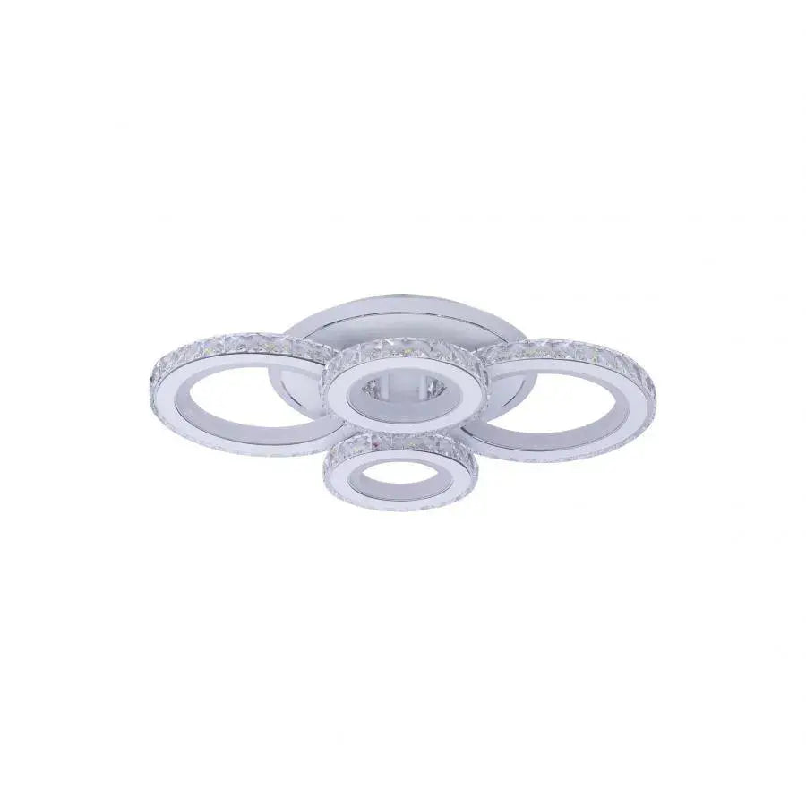 NOVA Rotonda LED Chandelier with Crystals, 4 Light Sources, RGB, with Remote Control, 68W, White &amp; Stainless Steel