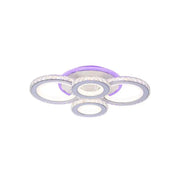 NOVA Rotonda LED Chandelier with Crystals, 4 Light Sources, RGB, with Remote Control, 68W, White &amp; Stainless Steel