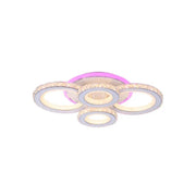 NOVA Rotonda LED Chandelier with Crystals, 4 Light Sources, RGB, with Remote Control, 68W, White &amp; Stainless Steel