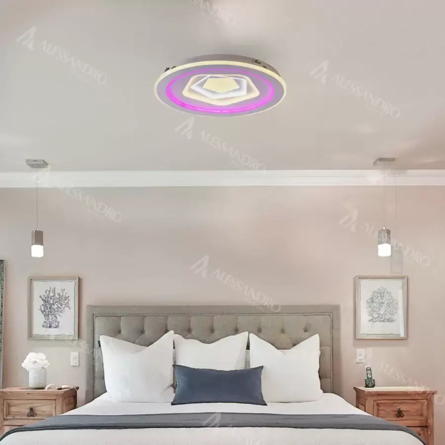 RGB LED Chandelier with Remote Control Meira, 180W, Dimmable, Acrylic, RGB, White 
