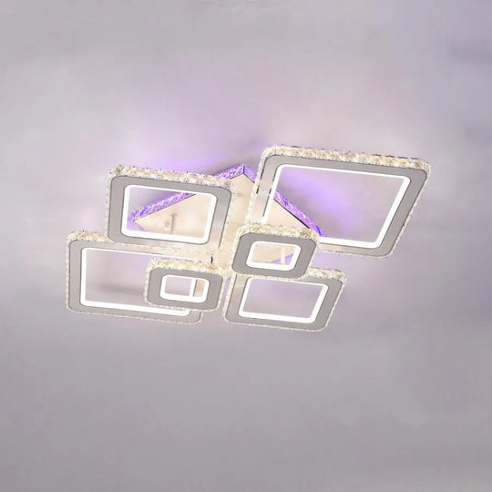 LED chandelier with remote control and crystal TERRANO RGB 288W, 6 Squares, Cold/Warm/Neutral light, Dimmable, Glossy White Chrome Crystal LED Chandeliers Default Title Alessandro Design