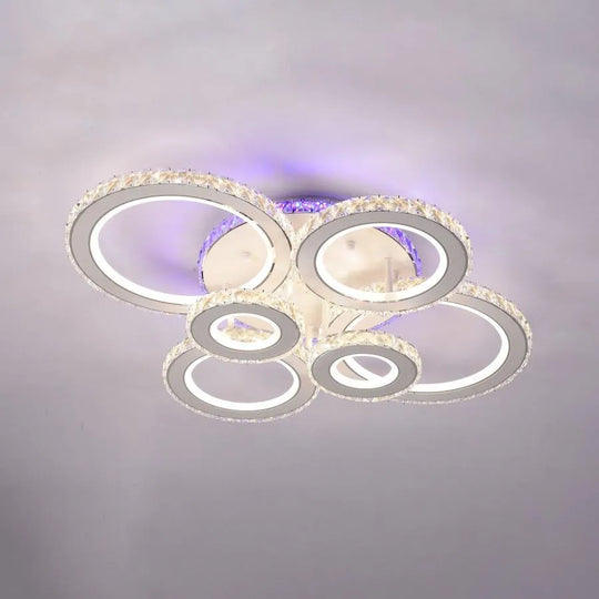 LED chandelier with remote control and crystal MEILI ZAFINA RGB 238W, 6 Circles, Cold/Warm/Neutral light, Dimmable, White Crystal LED Chandeliers Default Title Alessandro Design