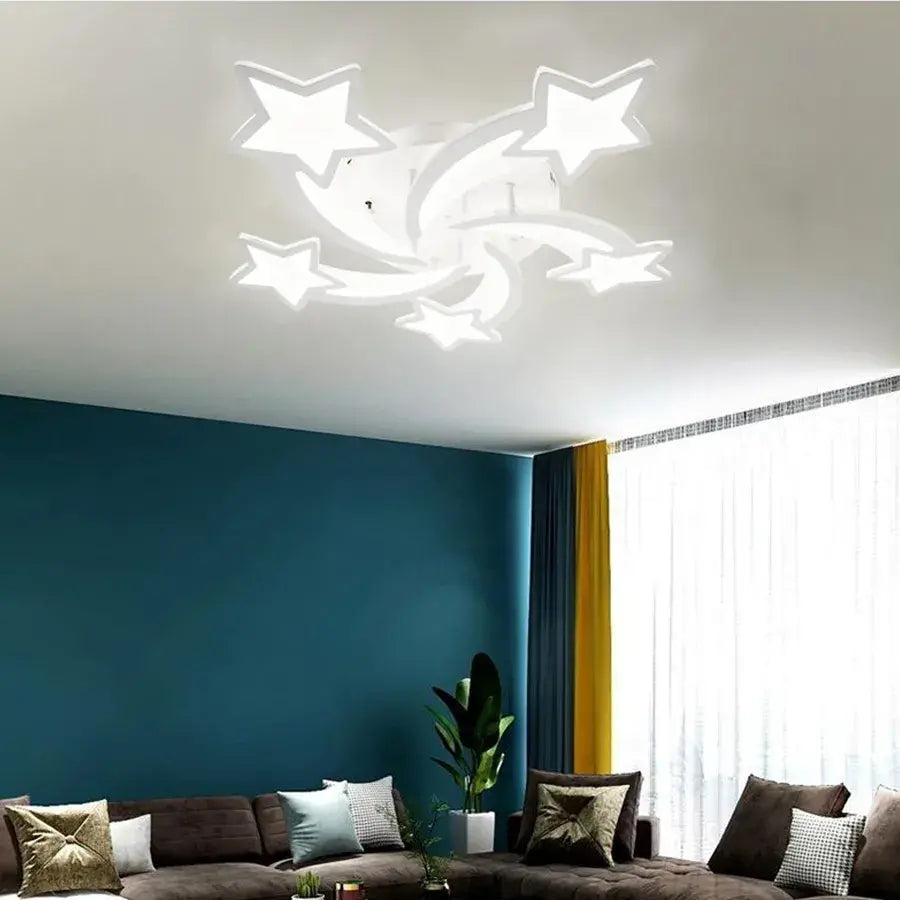 LED chandelier with remote control IPOMOEA, 69W, 5 Stars, Cold/Warm/Neutral light, Dimmable, White 