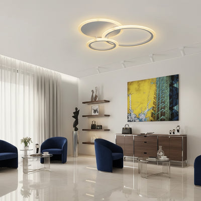 LED chandelier with remote control LUCY 45W, 3 Circles, Cold/Warm/Neutral light, Dimmable, White
