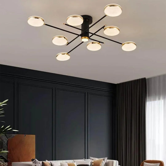 LED chandelier with remote control and crystal MISEL 154W, 9 Elements, Cold/Warm/Neutral light, Dimmable, Black Gold