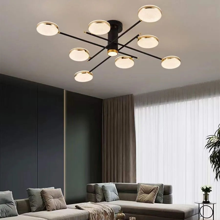 LED Chandelier with Remote Control Abena 154W, Gold Black 