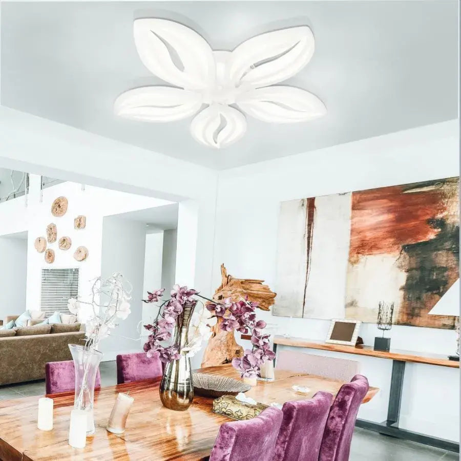 LED chandelier with remote control ORCHID, 65W, 5 Petals, Cold/Warm/Neutral light, Dimmable, White 